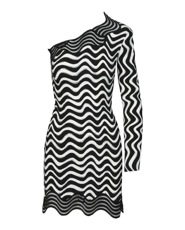Stella McCartney Womens Wave-Print One-Shoulder Mini Dress Elegant Satin Lace Mini Dress Stella McCartney Womens Wave-Print One-Shoulder Mini Dress Elegant Satin Lace Mini Dress