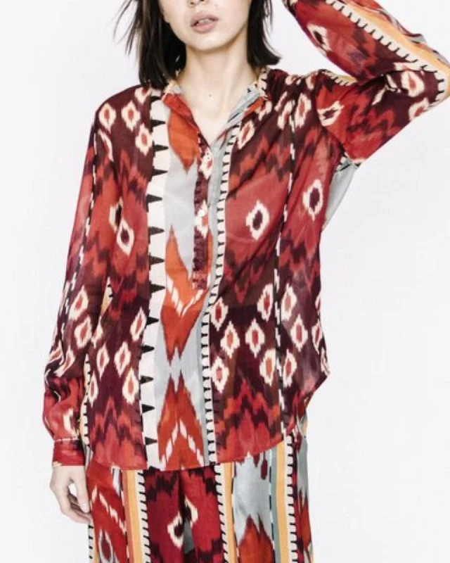 Ikat Printed Blouse Classic Striped Blouse
