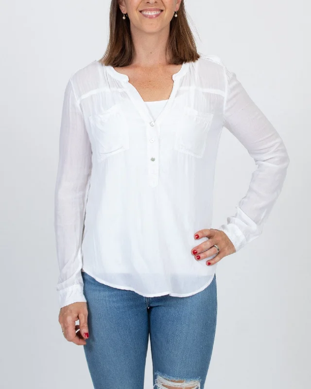 White Sheer Blouse Feminine Puff Blouse