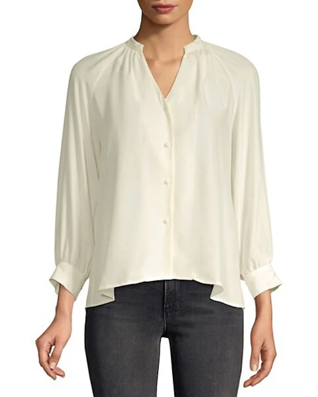 Raglan Silk Blouse Balloon Sleeve Blouse