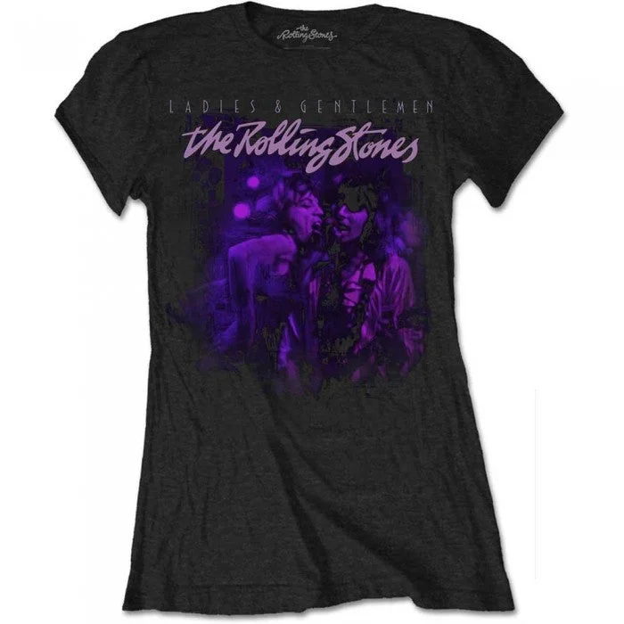 The Rolling Stones Womens/Ladies Mick & Keith Together T-Shirt-- Striped Floral Plaid The Rolling Stones Womens/Ladies Mick & Keith Together T-Shirt-- Striped Floral Plaid