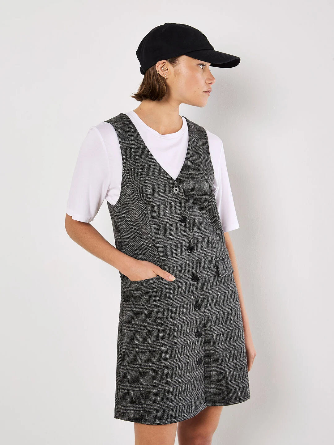 The Catherine Waistcoat Mini Dress Comfortable Fit-and-Flare Mini Dress
