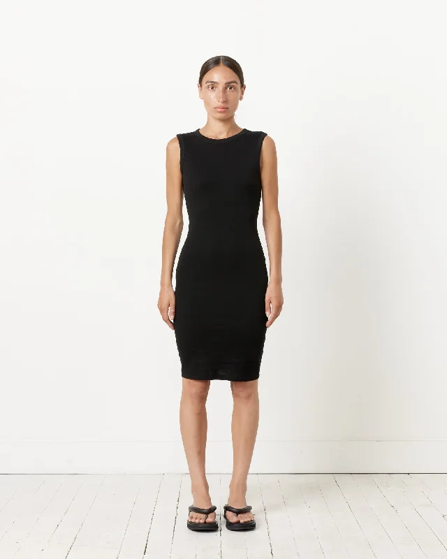Esme Mini Dress in Black Cozy Satin Mini Dress