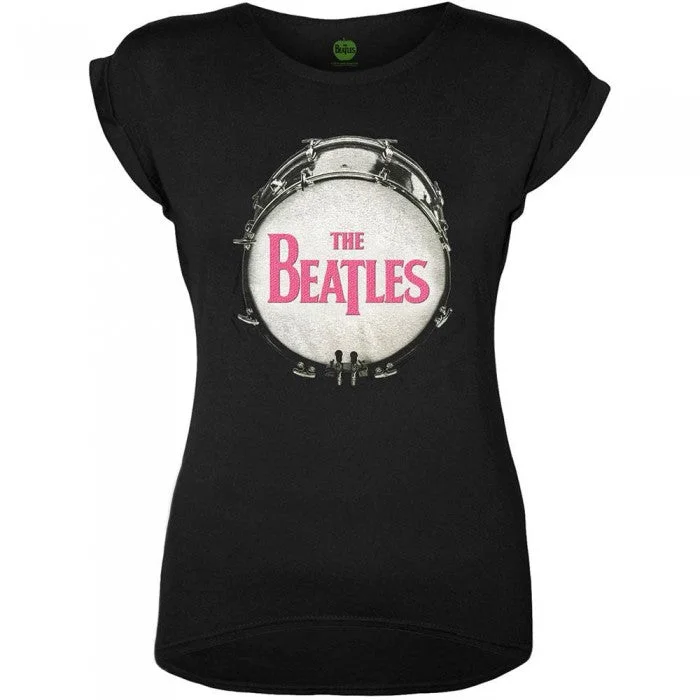 The Beatles Womens/Ladies Drum T-Shirt-- Rayon Velvet Corduroy