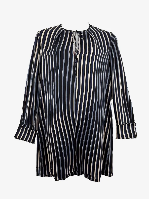 Diane von Furstenberg Silk Blended Striped Shift Mini Dress Size 14 Trendy Off-Shoulder Dress Mini Diane von Furstenberg Silk Blended Striped Shift Mini Dress Size 14 Trendy Off-Shoulder Dress Mini