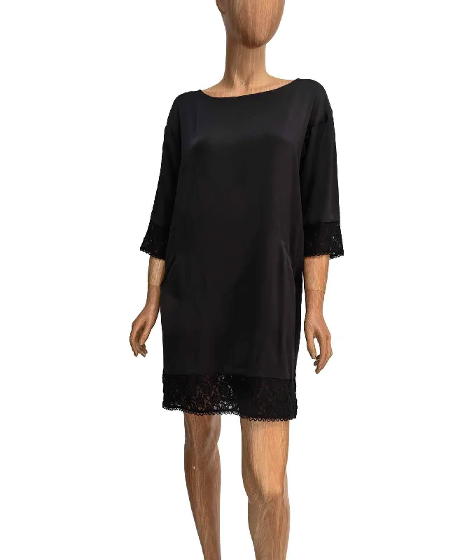 Silk Mini Dress with Lace Detail Classic Striped Mini Dress