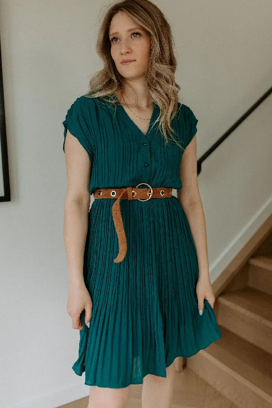 The Lottie Pleated Mini Dress - Green Elegant Sequin Mini Dress