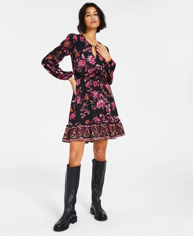 INC International Concepts Womens Floral Print Mini Dress Chic Mini Dress with V-Neck INC International Concepts Womens Floral Print Mini Dress Chic Mini Dress with V-Neck