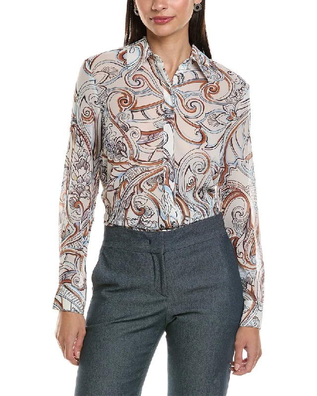 Bcbgmaxazria Sheer Blouse Floral Print Blouse