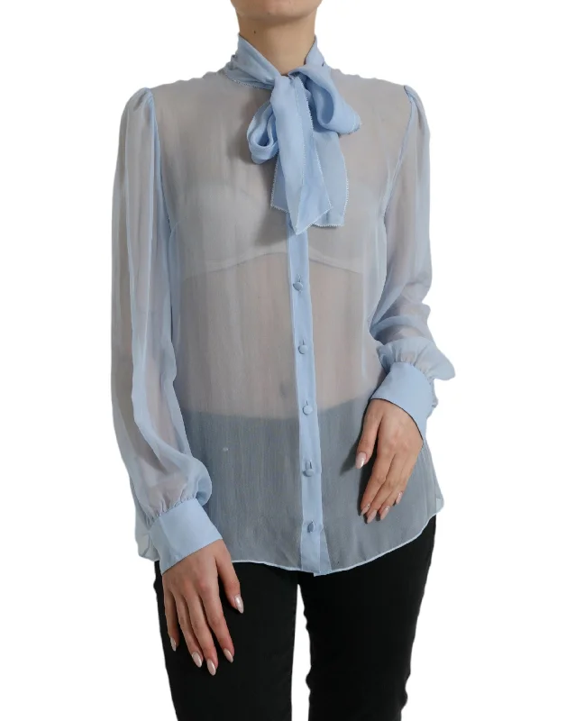 Dolce & Gabbana Elegant Silk Long Sleeve Women's Blouse Flowy Bohemian Blouse