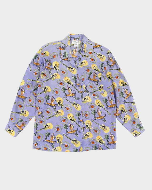 Vintage 90s Benjudy's Silk Hawaiian Blouse - S Airy Cotton Blouse