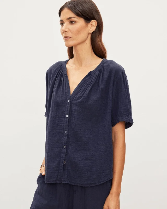 Button Down Blouse Chic Wrap Blouse