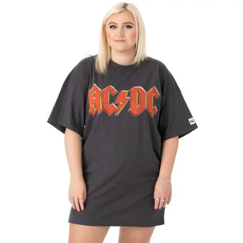 AC/DC Womens/Ladies Oversized T-Shirt Dress-- Knit Fabric Woven Fabric Fleece Fabric AC/DC Womens/Ladies Oversized T-Shirt Dress-- Knit Fabric Woven Fabric Fleece Fabric