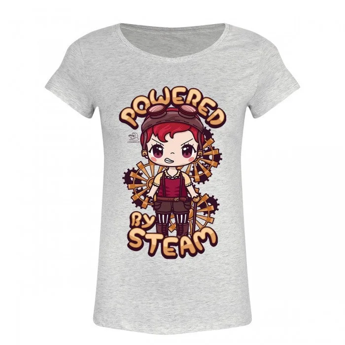Mio Moon Ladies/Womens Powered By Steam T-Shirt-- Zippered Front Buttoned Front Snap Front Mio Moon Ladies/Womens Powered By Steam T-Shirt-- Zippered Front Buttoned Front Snap Front