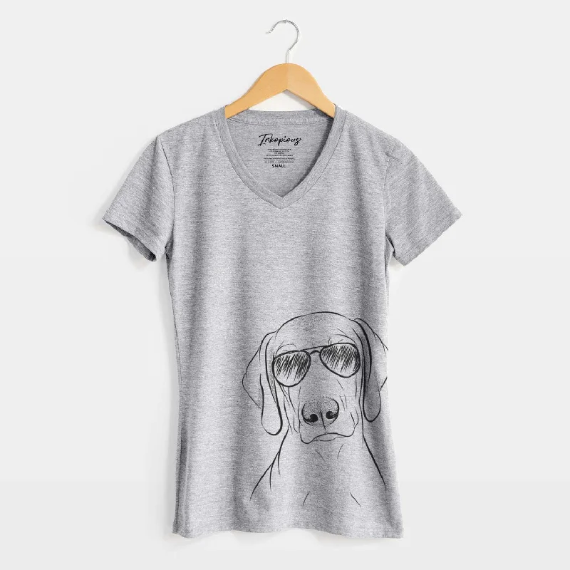 Aviator Benelli the Vizsla - Women's V-neck Shirt-- Layered Multi-layer Single Layer Aviator Benelli the Vizsla - Women's V-neck Shirt-- Layered Multi-layer Single Layer