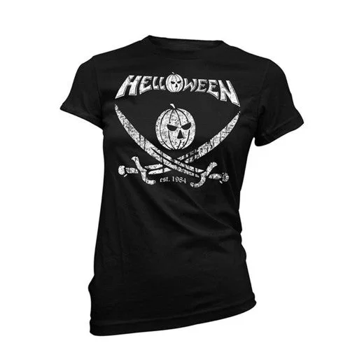 Helloween Womens/Ladies Pirate T-Shirt-- Terry Blend Velvet Blend Canvas Blend