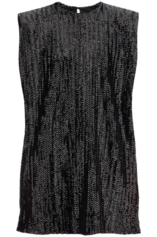Sequin Mini Dress.  - Black Classic White Mini Dress