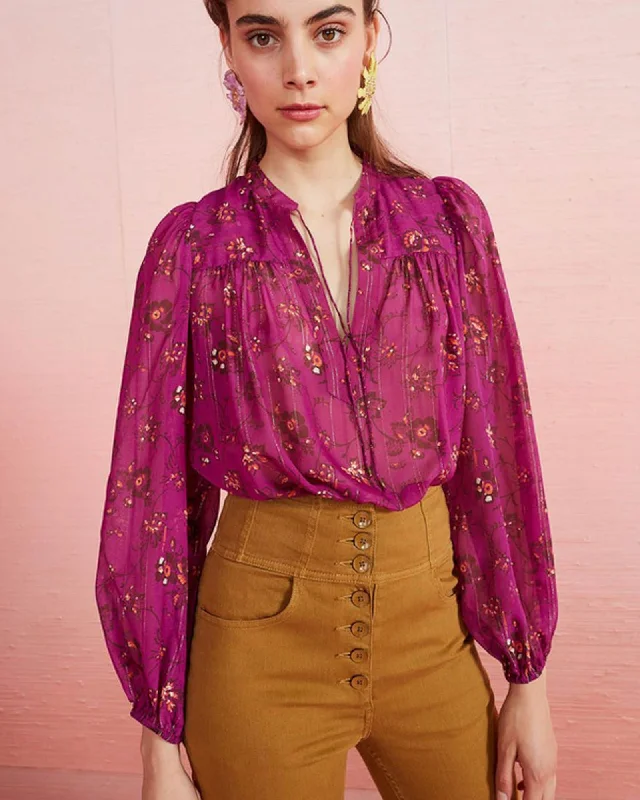 "Constance" Blouse Sheer Sleeve Blouse