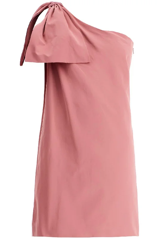One-shoulder Mini Dress In  - Pink Elegant Mini Dress with Pleats