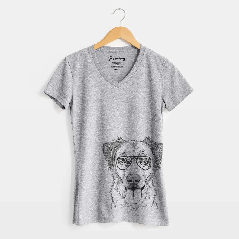 Aviator Apollo the Mixed Breed - Women's V-neck Shirt-- Chenille Brocade Lace