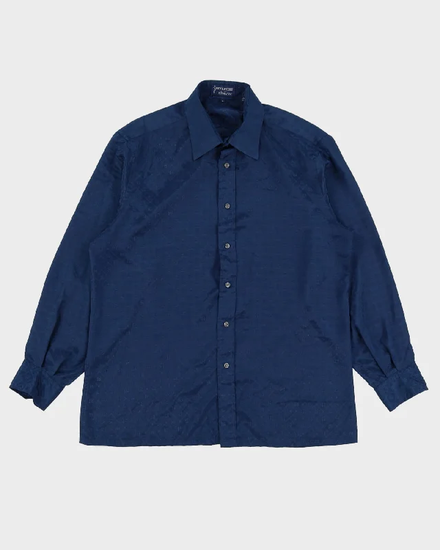 Givenchy For Chern Blue Monogram Patterned Blouse - L Chic Off-Shoulder Blouse