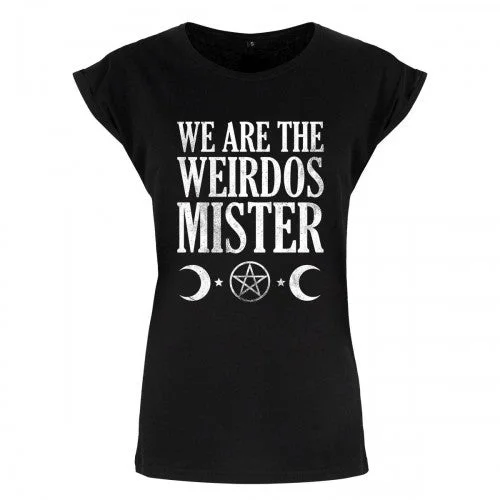 Grindstore Womens/Ladies We Are the Weirdos T-Shirt-- Beaded Sequined Faux Fur