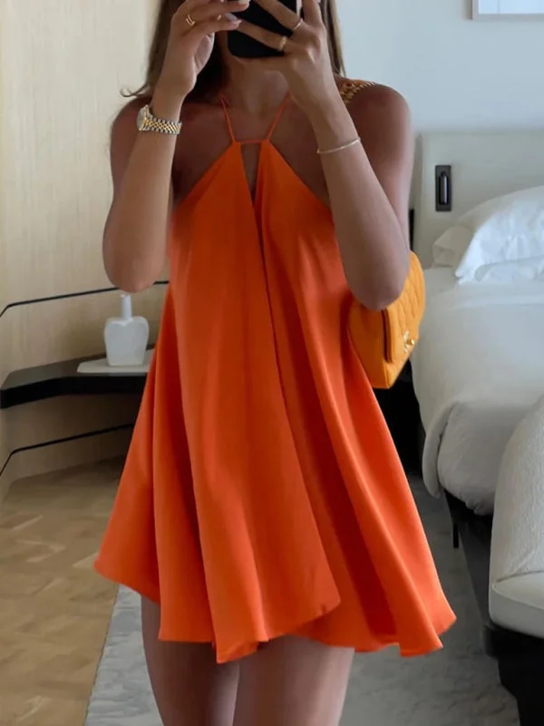 Women's Sexy Deep V-Neck Backless Suspender Loose A-Line Dress Tunics Timeless classic Women's Sexy Deep V-Neck Backless Suspender Loose A-Line Dress Tunics Timeless classic