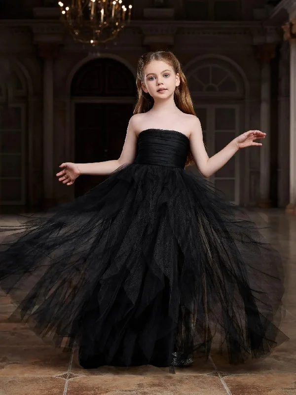 Tween Girls' Mesh Layered Hem Tube Party Dress Tunics Stylish modern