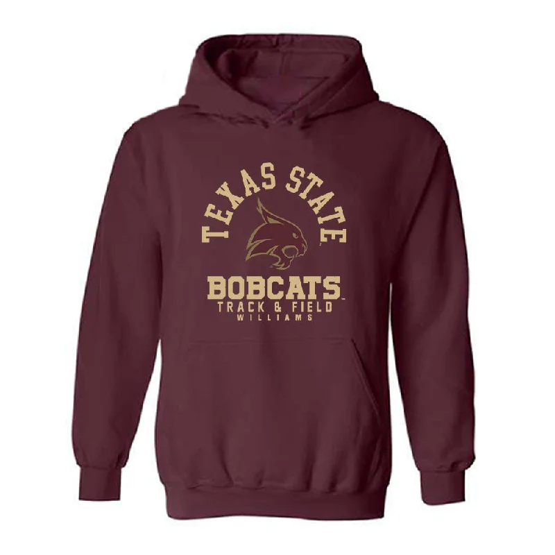 Texas State - NCAA Women's Track & Field : Stephanie Williams - Classic Fashion Shersey Hooded Sweatshirt Hooded Sweatshirt Casual Wear Street Style Texas State - NCAA Women's Track & Field : Stephanie Williams - Classic Fashion Shersey Hooded Sweatshirt Hooded Sweatshirt Casual Wear Street Style