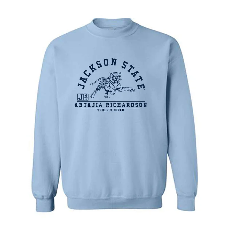 Jackson State - NCAA Women's Track & Field : Artajia Richardson - Classic Fashion Shersey Crewneck Sweatshirt Hoodie with Cuffed Sleeves Snug Secure Jackson State - NCAA Women's Track & Field : Artajia Richardson - Classic Fashion Shersey Crewneck Sweatshirt Hoodie with Cuffed Sleeves Snug Secure