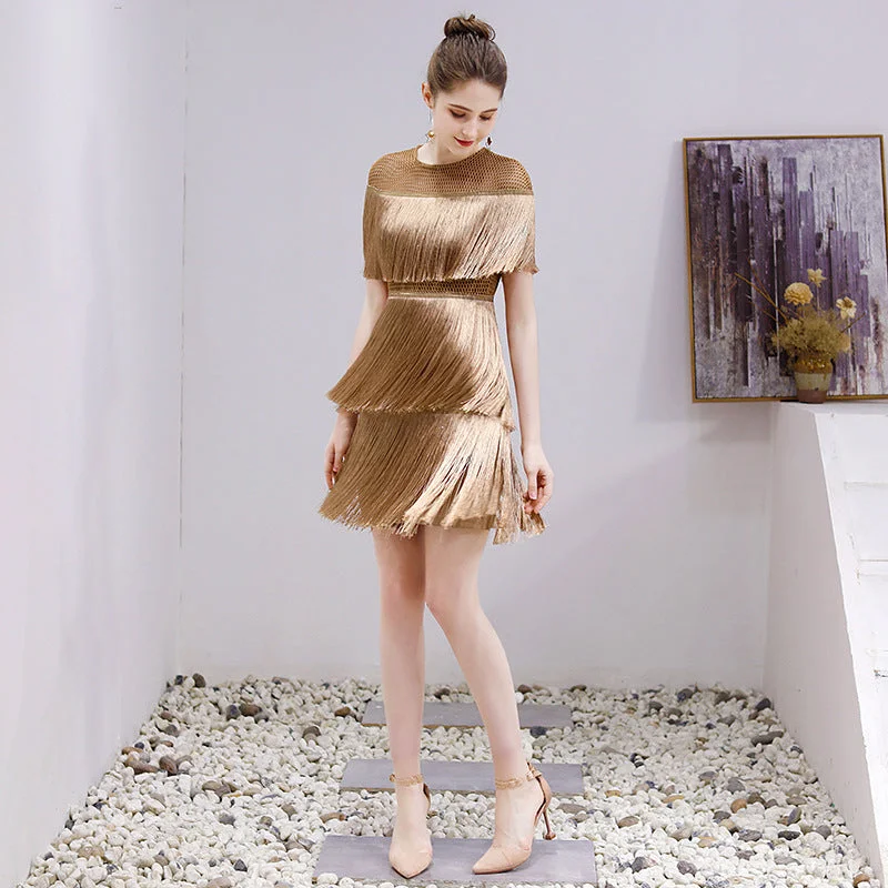 Stitching Fringe Dress Party Dress Tunics Trendy modern