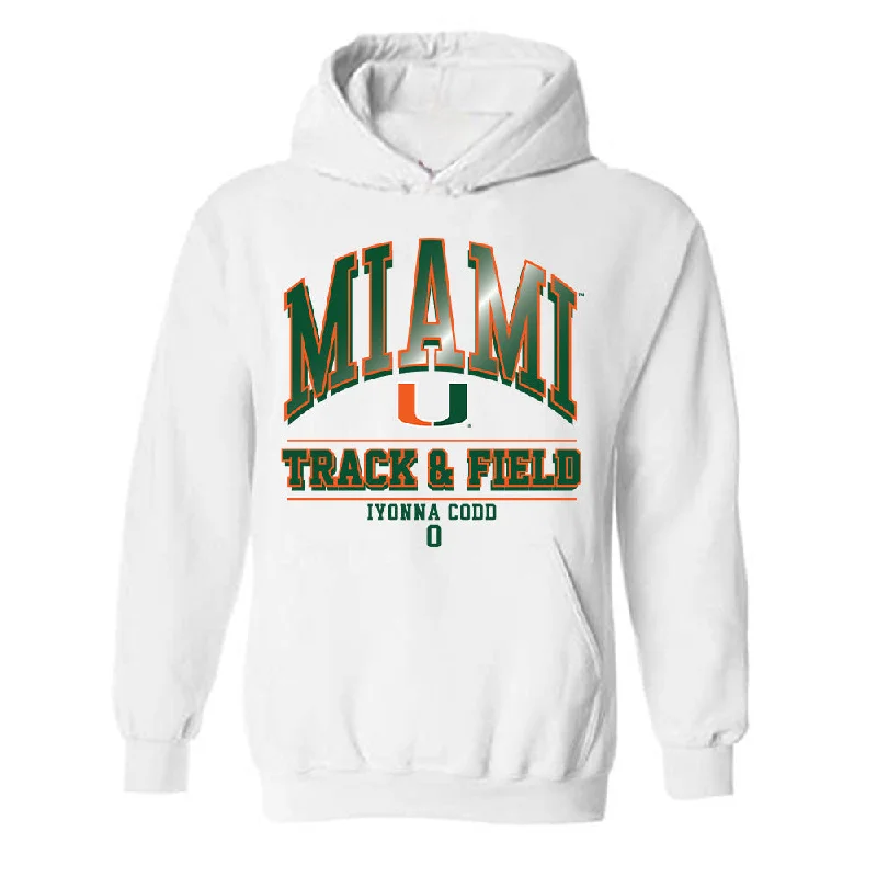 Miami - NCAA Women's Track & Field : Iyonna Codd - Classic Fashion Shersey Hooded Sweatshirt Graphic Hoodie Design Print Miami - NCAA Women's Track & Field : Iyonna Codd - Classic Fashion Shersey Hooded Sweatshirt Graphic Hoodie Design Print