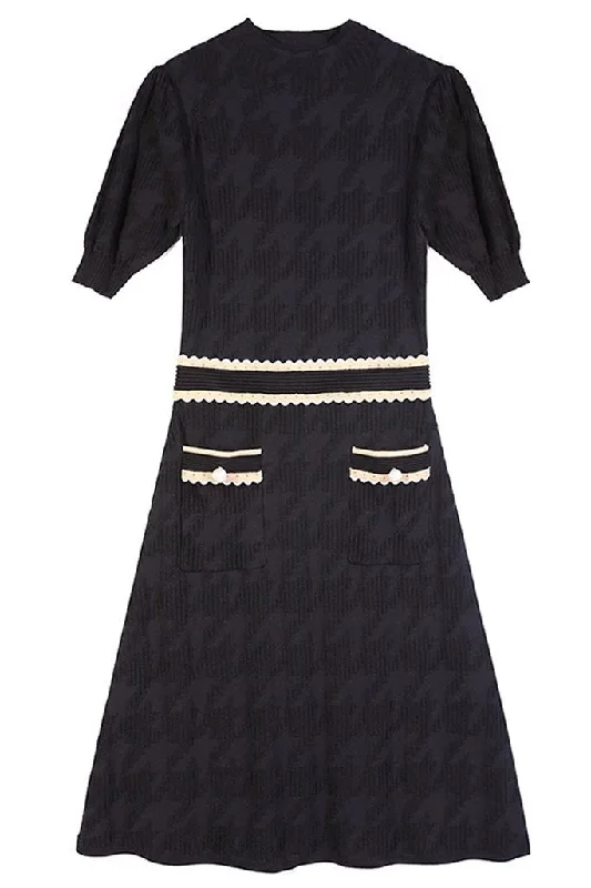 Callina Black Jacquard-knit Dress Tunics Polka dots