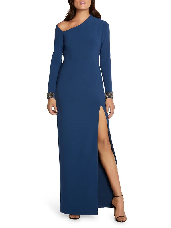 Womens Embellished Sleeve Maxi Evening Dress Tunics Bridal satin