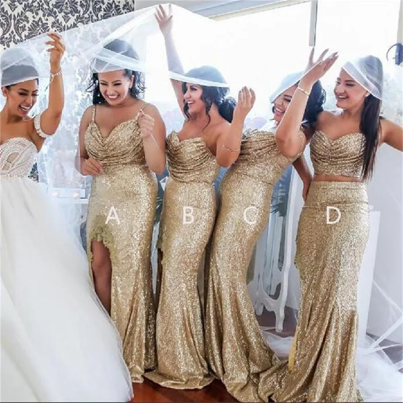 Sequin Sparkly Side Slip New Different Style Custom Bridesmaid Dress, Wedding Party Dresses , WG233 High-Low Hemline Casual Sequin Sparkly Side Slip New Different Style Custom Bridesmaid Dress, Wedding Party Dresses , WG233 High-Low Hemline Casual