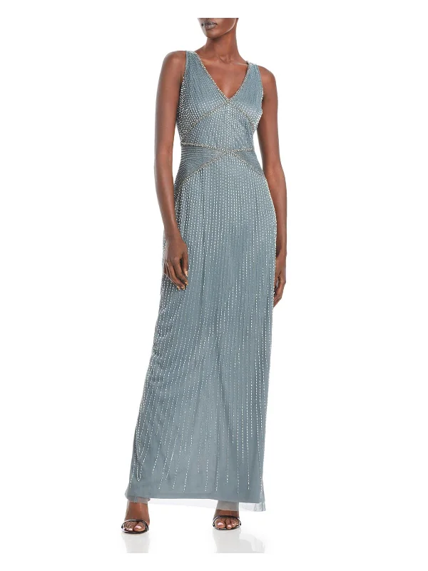 Womens V Neck Beaded Evening Dress Tunics Custom made