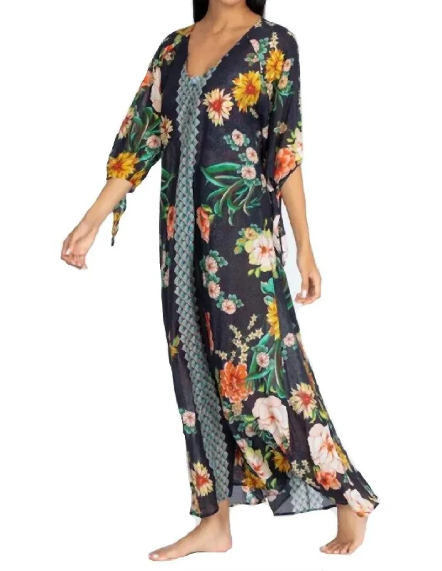 Floral Broder Long Dress in Multi Tunics Timeless classic