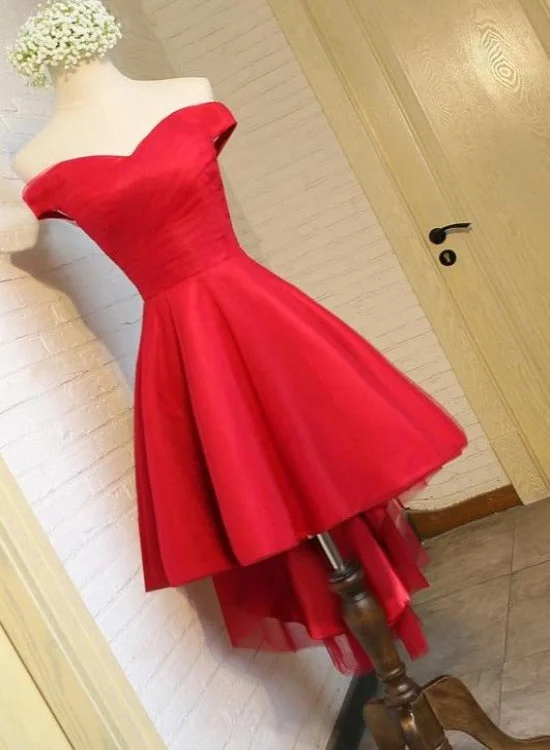 Simple Sweetheart Off Shoulder High Low Party Dress Homecoming Dress, Short Prom Dresses Square Neckline Feminine Simple Sweetheart Off Shoulder High Low Party Dress Homecoming Dress, Short Prom Dresses Square Neckline Feminine