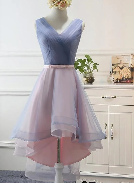 Blue and Pink Stylish High Low Party Dress, Cute Formal Gowns, Pretty Party Dresses Tunics Sophisticated sleek Blue and Pink Stylish High Low Party Dress, Cute Formal Gowns, Pretty Party Dresses Tunics Sophisticated sleek
