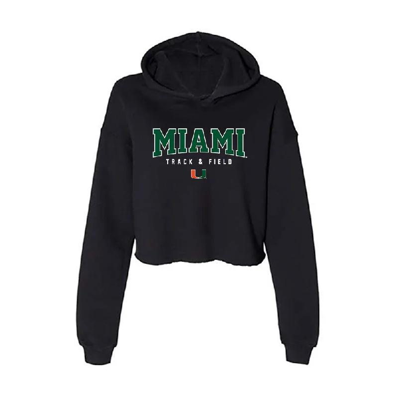 Miami - NCAA Women's Track & Field : Iyonna Codd - Women's Crop Fleece Hoodie Hoodie with Hem Applique Textured Unique Miami - NCAA Women's Track & Field : Iyonna Codd - Women's Crop Fleece Hoodie Hoodie with Hem Applique Textured Unique