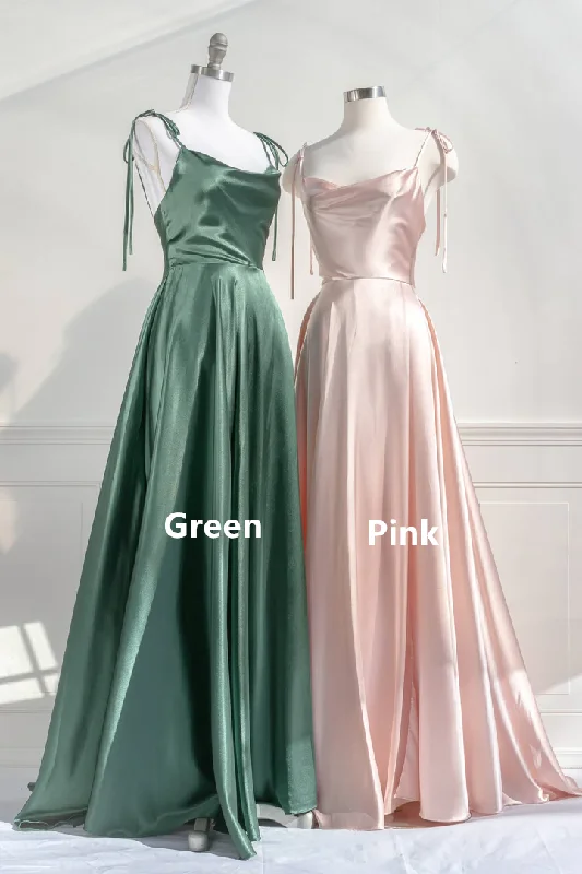 Green Straps Satin A-Line Long Party Dress Bridesmaid Dress, DP2956 Tunics Satin smooth Green Straps Satin A-Line Long Party Dress Bridesmaid Dress, DP2956 Tunics Satin smooth