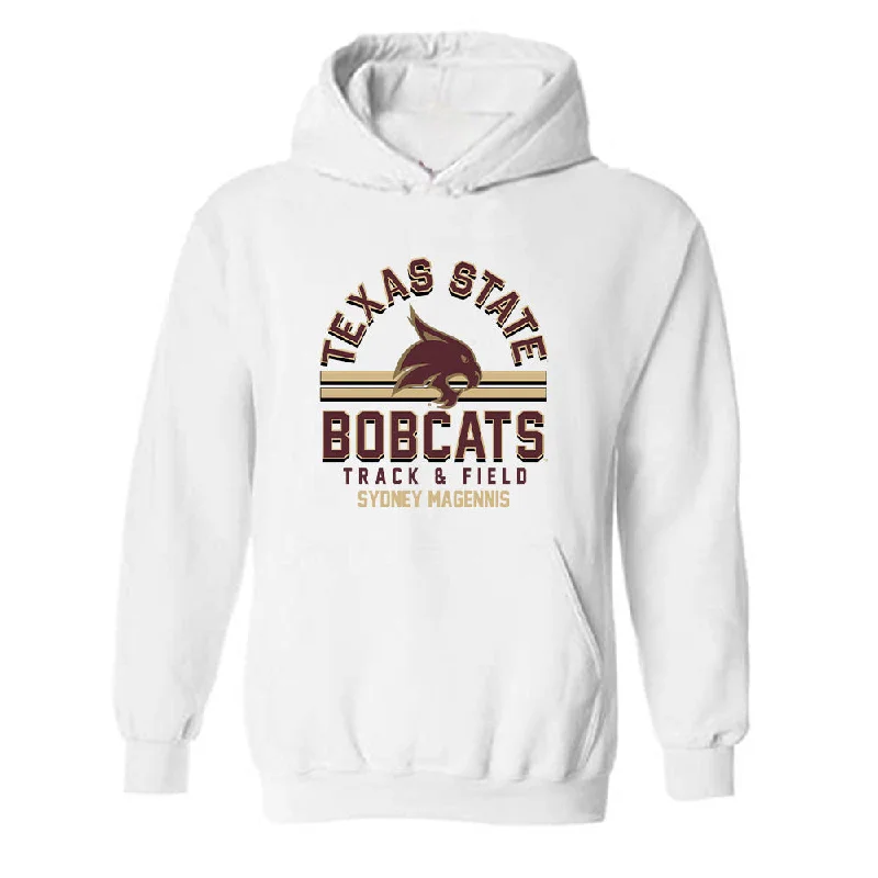 Texas State - NCAA Women's Track & Field : Sydney Magennis - Classic Fashion Shersey Hooded Sweatshirt Hoodie with Earth Tones Natural Calm Texas State - NCAA Women's Track & Field : Sydney Magennis - Classic Fashion Shersey Hooded Sweatshirt Hoodie with Earth Tones Natural Calm
