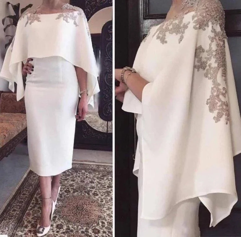 Elegant Mother Of The Bride Dresses Sheath Appliques Beaded Tea Length Short Wedding Party Dress Mother Dress For Wedding Tunics Ceremony elegant Elegant Mother Of The Bride Dresses Sheath Appliques Beaded Tea Length Short Wedding Party Dress Mother Dress For Wedding Tunics Ceremony elegant