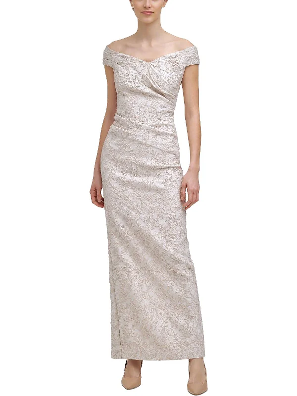 Womens Metallic Maxi Evening Dress Tunics Designer luxury