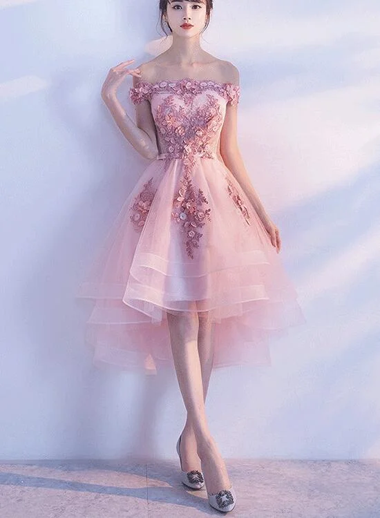 Lovely Pink High Low Party Dress, Tulle Prom Dresses, Homecoming Dress Tunics Wedding white Lovely Pink High Low Party Dress, Tulle Prom Dresses, Homecoming Dress Tunics Wedding white