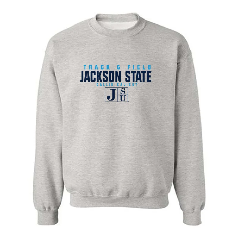 Jackson State - NCAA Women's Track & Field : Callie Calicut - Classic Fashion Shersey Crewneck Sweatshirt Hoodie with Button Placket Classic Preppy Jackson State - NCAA Women's Track & Field : Callie Calicut - Classic Fashion Shersey Crewneck Sweatshirt Hoodie with Button Placket Classic Preppy