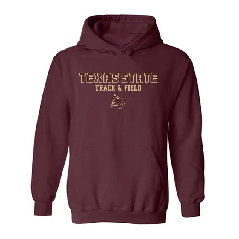 Texas State - NCAA Women's Track & Field : McKenah Sears - Classic Shersey Hooded Sweatshirt Hoodie with Typography Text Message Texas State - NCAA Women's Track & Field : McKenah Sears - Classic Shersey Hooded Sweatshirt Hoodie with Typography Text Message