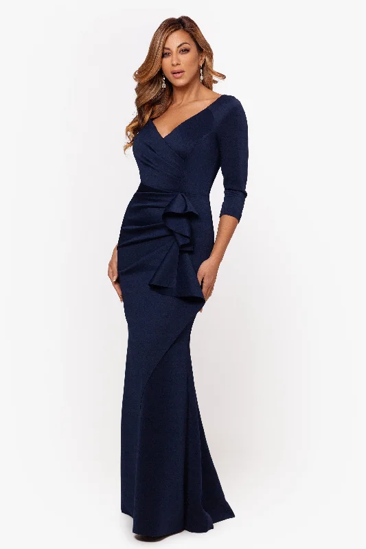 Petite "Lexi" Side-Slit Scuba V-Neck Party Dress Tunics Leisure comfortable