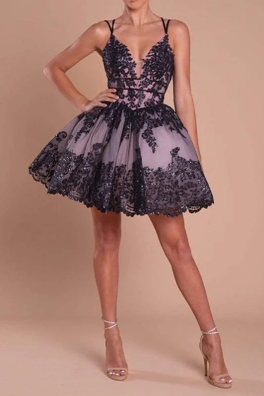 A Line Deep V Neck Black Lace Appliques Cute Homecoming Dress Short Party Gown QH2364 Tunics Stylish elegant A Line Deep V Neck Black Lace Appliques Cute Homecoming Dress Short Party Gown QH2364 Tunics Stylish elegant