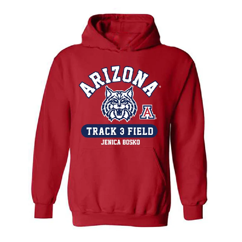 Arizona - NCAA Women's Track & Field : Jenica Bosko - Classic Fashion Shersey Hooded Sweatshirt Hoodie with Reflective Safety Nightwear Arizona - NCAA Women's Track & Field : Jenica Bosko - Classic Fashion Shersey Hooded Sweatshirt Hoodie with Reflective Safety Nightwear